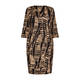 Beige Print Jersey Dress Black and Caramel 