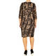 Beige Print Jersey Dress Black and Caramel 