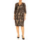 Beige Print Jersey Dress Black and Caramel 