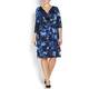 BEIGE LABEL BLUE FLORAL PRINT V-NECK DRESS 