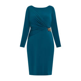 Beige Grecian-Style Embellished Dress Teal - Plus Size Collection