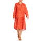 Beige Flax Linen Long Dress Tomato Red 