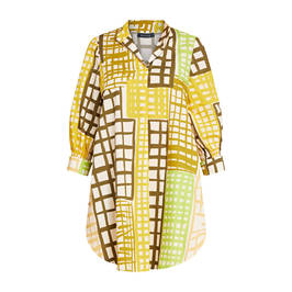 Beige Cotton Shirt Dress Yellow - Plus Size Collection