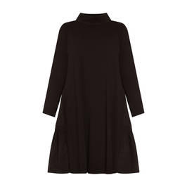 Beige Ruched Back Black Dress  - Plus Size Collection