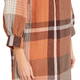 BEIGE FLAX LINEN DRESS MADRAS CHECK ORANGE 