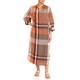 BEIGE FLAX LINEN DRESS MADRAS CHECK ORANGE 