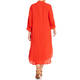 Beige Flax Linen Dress Red 