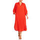 Beige Flax Linen Dress Red 