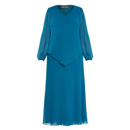 BEIGE CHIFFON DRESS TEAL - Plus Size Collection