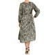 BEIGE SATIN PRINT DRESS OLIVE
