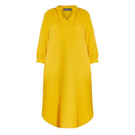 BEIGE COTTON DRESS YELLOW - Plus Size Collection