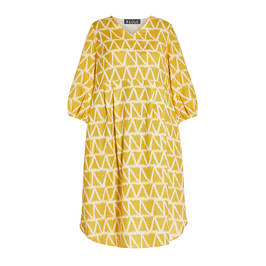 BEIGE LINEN PRINT DRESS YELLOW - Plus Size Collection