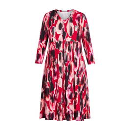 BEIGE PRINT STRETCH JERSEY DRESS RED - Plus Size Collection