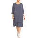 BEIGE STRETCH JERSEY STRIPE DRESS NAVY