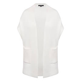 Beige Cotton Blend Ribbed Knitted Gilet White  - Plus Size Collection