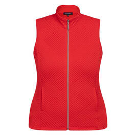 Beige Jersey Zip Gilet Red  - Plus Size Collection