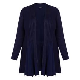 Beige Pleated A-Line Cardigan Navy  - Plus Size Collection