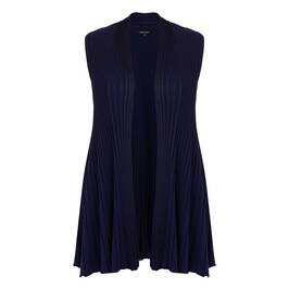 Beige Pleated A-Line Gilet Navy  - Plus Size Collection