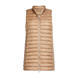 Beige Long Quilted Gilet Camel - Plus Size Collection