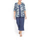 BEIGE SHORT SLEEVE, NAVY PRINT LINEN JACKET