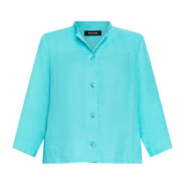 Beige Linen Jacket Turquoise  - Plus Size Collection