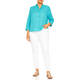 Beige Linen Jacket Turquoise 