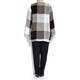 BEIGE crushed linen grey check waterfall JACKET