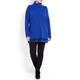 Beige knitted blue roll-neck TUNIC with fringed hem