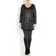 QUE black paint effect print loose-knit TUNIC