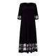 BEIGE LABEL BLACK STRETCH JERSEY MAXI DRESS WITH MESH CUFF AND HEM