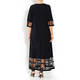 BEIGE LABEL BLACK STRETCH JERSEY MAXI DRESS WITH MESH CUFF AND HEM