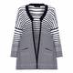 BEIGE LONG navy graduation stripes CARDIGAN