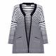 BEIGE LONG navy graduation stripes CARDIGAN