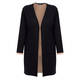 Beige Long Cotton Blend Cardigan Black 