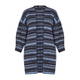 Beige Long Striped Cardigan Blue 
