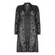 QUE black paint effect print loose-knit LONG CARDIGAN