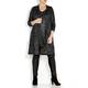 QUE black paint effect print loose-knit LONG CARDIGAN
