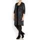 QUE black paint effect print loose-knit LONG CARDIGAN