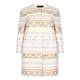 BEIGE label LONG striped jacquard collarless JACKET