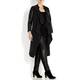 Que Black Long Jacket with eco-leather details