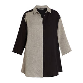 BEIGE TWO TONE LONG SHIRT BLACK AND GREY - Plus Size Collection