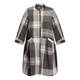 BEIGE LONG CHECK LINEN SHIRT GREY