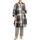 BEIGE LONG CHECK LINEN SHIRT GREY