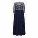 BEIGE LACE BODICE EMPIRELINE DRESS NAVY