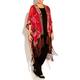 BEIGE EMBROIDERED SILK CAPE, RED