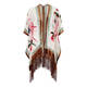 BEIGE silk kimono style fringed cape