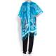 BEIGE silk kimono style turquoise fringed cape