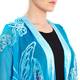 BEIGE silk kimono style turquoise fringed cape