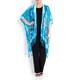 BEIGE silk kimono style turquoise fringed cape