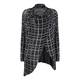 BEIGE LABEL PRINT BLACK WRAP FRONT GEOMETRICAL CARDIGAN